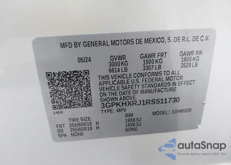 2024 Honda Prologue Touring из США, поврежденный, VIN 3GPKHXRJ1RS511730